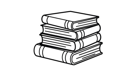 Line art illustration of a stack of books forming a knowledge tower concept