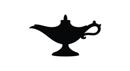 A striking black silhouette of a traditional genie lamp a magical silhouette