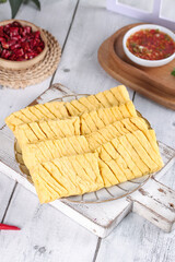 Fresh Tofu Strips with Red Beans and Sauce - Asian Food Photography