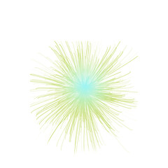 Fototapeta premium Colorful abstract digital illustration of brightly colored light bursts that ripple with a glowing yellow core. Dynamic halo rays create a festive and energetic effect. 