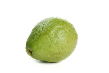 Fresh Green Guava Fruit Isolated on White Background - Tropical Exotic Produce