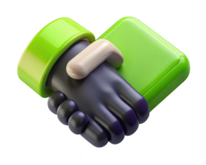 3d render of business handshake agreement with green sleeves symbolizing partnership and cooperation 3d illustration isolated on transparent background
