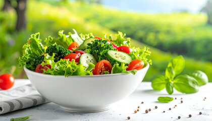 Salad consisting of fresh vegetables in a bowl