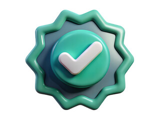 3d verified badge sign approved validation symbol checkmark authentication green star shape approval icon 3d illustration isolated on transparent background