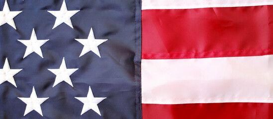 American flag closeup wide background