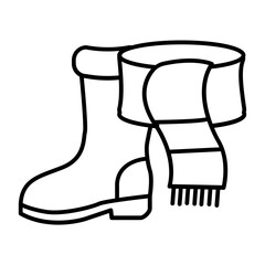 Winter boot and scarf autum line icon design, cozy seasonal fashion