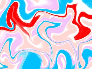 赤、ピンク、水色のマーブル模様
