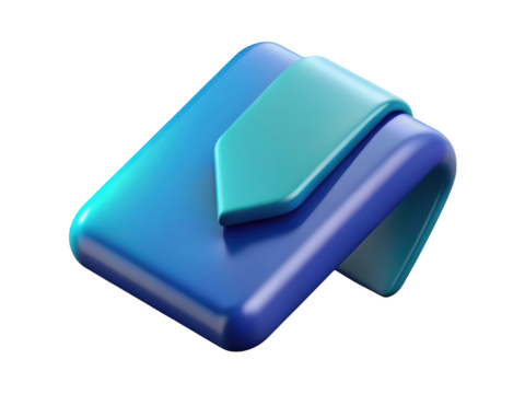 Blue envelope icon with creative design in modern style 3d illustration isolated on transparent background