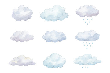 watercolor flat illustration of clouds collections