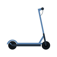 Electric Scooter Side View Isolated on White Background. Vector Flat illustration.