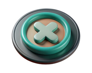 Obraz premium Cancel icon 3d render error button cross mark rounded turquoise palette 3d illustration isolated on transparent background