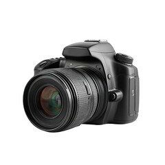 Naklejka premium Dark gray DSLR camera, front view