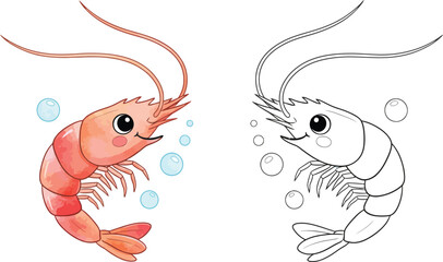 Adorable Happy Hermit Crab with Striped Shell and Bubbles