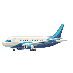 Modern commercial passenger airplane icon ready for air travel.
