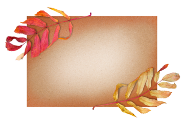 Autumn leaves decorating craft paper. Isolated on a transparent background.