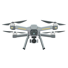 Futuristic grey quadcopter drone with front sensors and camera