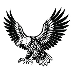 Eagle in flight isolated on white background. Vector illustration for t-shirt design.