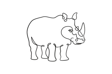 Vector illustration of a rhinoceros in detailed style, isolated on white background, perfect for wildlife themes, African safari design, endangered species awareness, logos, educational and creative p