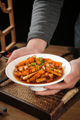 Stir-Fried Shiitake Mushrooms and Bamboo Shoots in Savory Sauce Asian Cuisine Dish