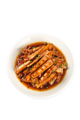 Stir-Fried Bamboo Shoots with Shiitake Mushrooms and Smoked Pork in Savory Sauce
