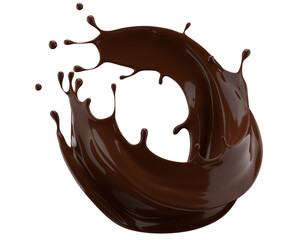 chocolate splash isolated on a white background. 3d render
