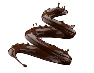 chocolate splash isolated on a white background. 3d render