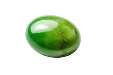 Polished green oval gemstone