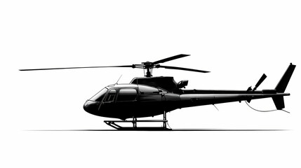 Side Profile of a Modern Military Helicopter Silhouette Vector Graphic for Tactical Design and Defense Industry Applications