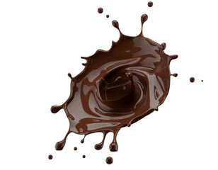 chocolate splash isolated on a white background. 3d render