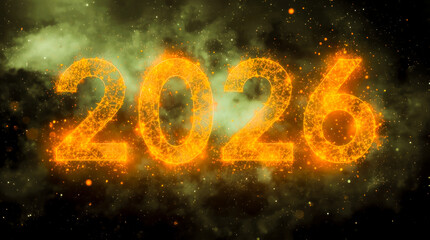 luminous 2026 digits. Merry Christmas and Happy New year