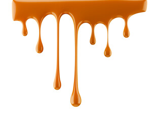 caramel dripping isolated on a white background. 3d render