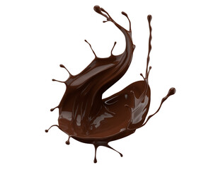 chocolate splash isolated on a white background. 3d render