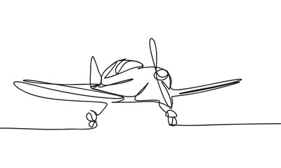 Single-line drawing of a propeller airplane