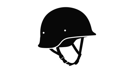 Black military helmet isolated on white background a stark silhouette