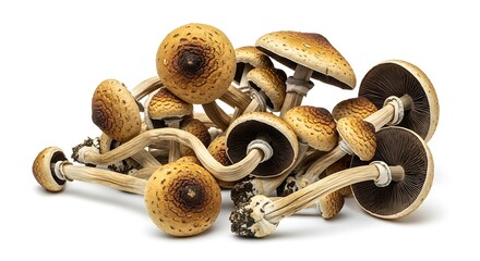 Close up of a cluster of psychedelic mushrooms.