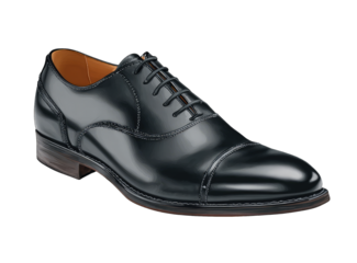 Polished black leather oxford shoe