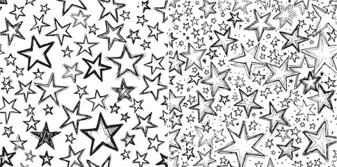 Dynamic Hand-Drawn Sketchy Stars Seamless Pattern Background