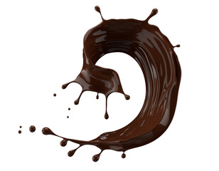chocolate splash isolated on a white background. 3d render