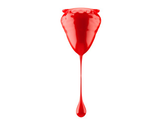 red splash in shape of strawberry isolated on a white background. 3d render
