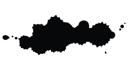 Abstract black ink blot with scattered dots a striking silhouette