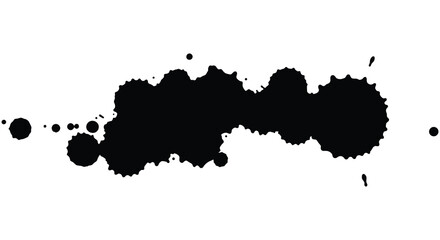 Abstract black ink blot with a scattered droplet effect silhouette