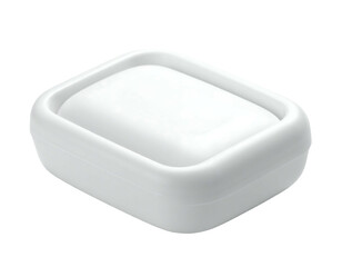 A small, rectangular, white plastic container with a slightly recessed, cushioned interior, designed for holding small items
