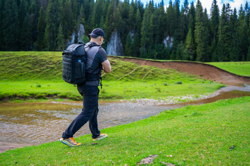 Hiker filming Ponor creek sinkholes