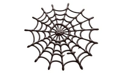 Creepy Melted Chocolate Spiderweb Delight on a Blank White Canvas
