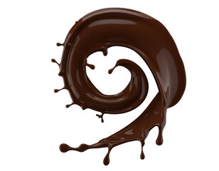 chocolate splash isolated on a white background. 3d render