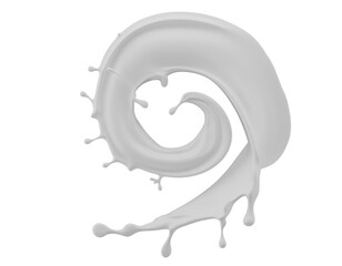 milk splash isolated on a white background. 3d render