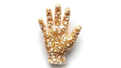 Creepy Popcorn Hand A Bizarre Edible Art Concept Against White