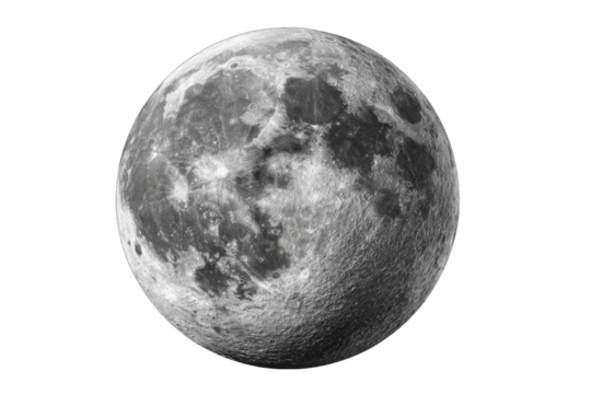 Full moon, grayscale, detailed craters