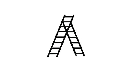 Simple black and white sketch of a leaning ladder illustration silhouette
