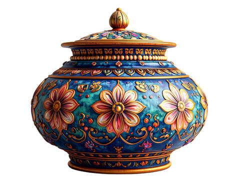 Decorated Bodna with Floral Patterns | South Asian Cultural Object Design